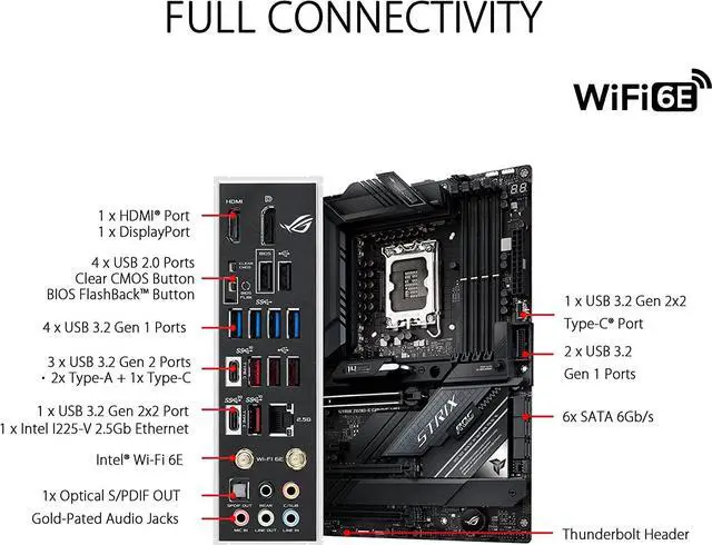 Alt view image 5 of 5 - ASUS ROG STRIX Z690-E GAMING WIFI Intel Intel Z690 LGA ATX M.2 Desktop Motherboard A