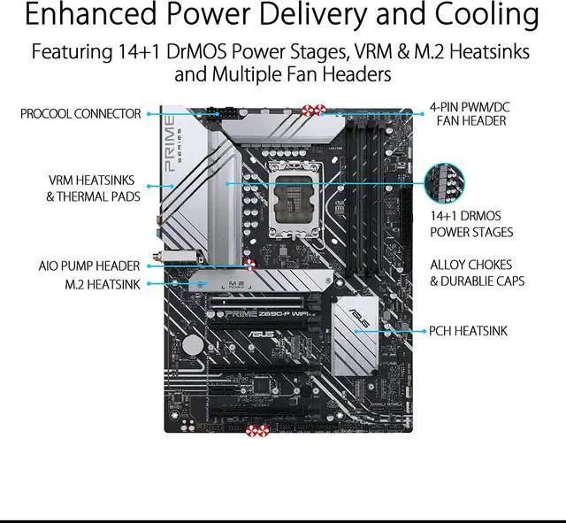 Alt view image 3 of 8 - ASUS PRIME Z690-P WIFI Intel Intel Z690 LGA ATX M.2 Desktop Motherboard A