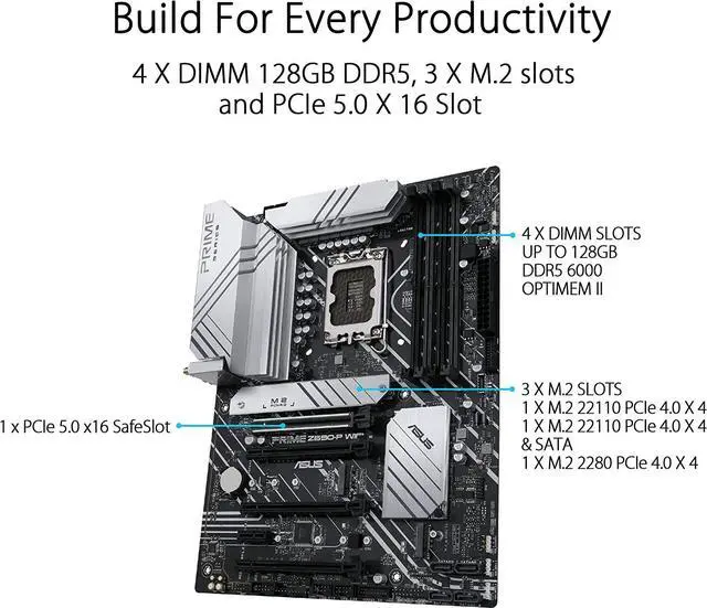 Alt view image 4 of 8 - ASUS PRIME Z690-P WIFI Intel Intel Z690 LGA ATX M.2 Desktop Motherboard A
