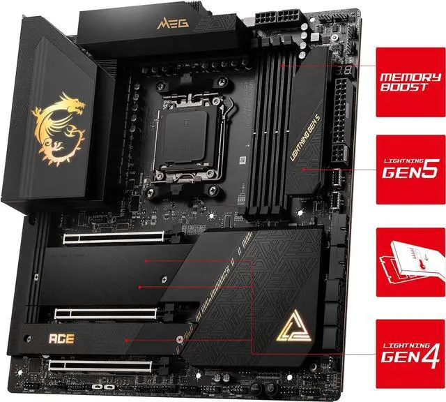 Alt view image 3 of 5 - MSI MEG X670E ACE AMD AM5 X670 Extended ATX M.2 Desktop Motherboard A