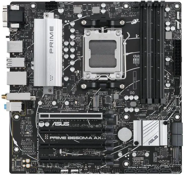 Main image of ASUS PRIME B650M-A AX AMD AM5 B650 MicroATX M.2 Desktop Motherboard A