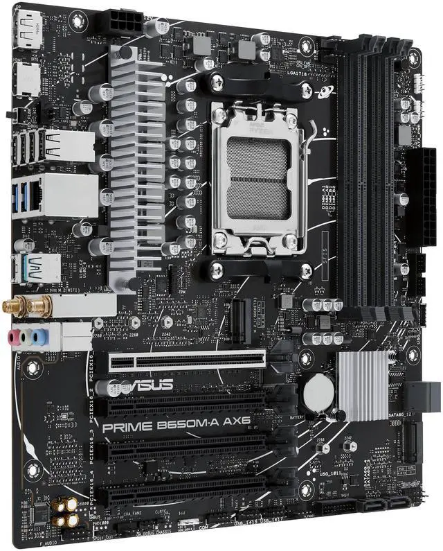 Alt view image 2 of 4 - ASUS PRIME B650M-A AX6 AMD AM5 MicroATX Desktop Motherboard