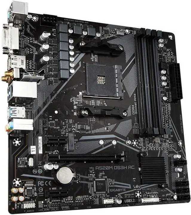 Alt view image 4 of 7 - GIGABYTE A520M DS3H AC AM4 AMD 520 ATX Motherboard with Single M.2, SATA 6Gb/s, USB 3.2 Gen 1, WIFI 802.11a, Realtek GbE LAN