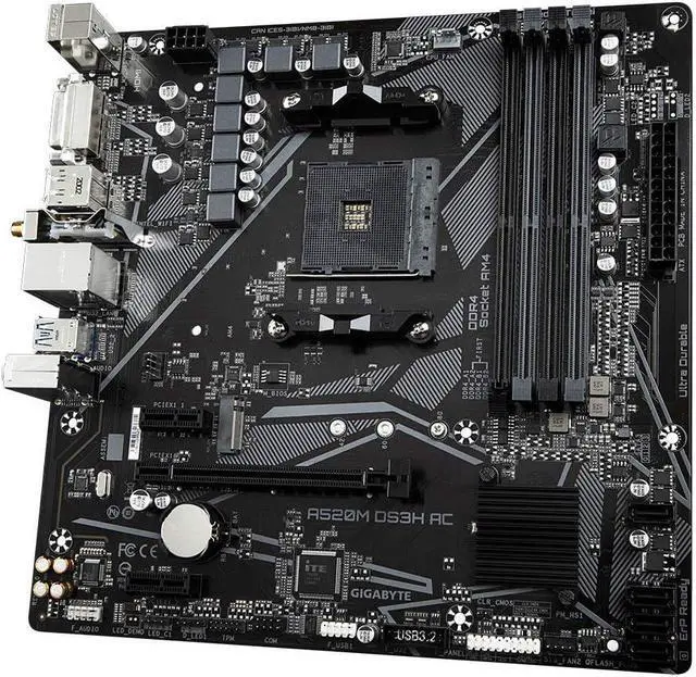Alt view image 5 of 7 - GIGABYTE A520M DS3H AC AM4 AMD 520 ATX Motherboard with Single M.2, SATA 6Gb/s, USB 3.2 Gen 1, WIFI 802.11a, Realtek GbE LAN