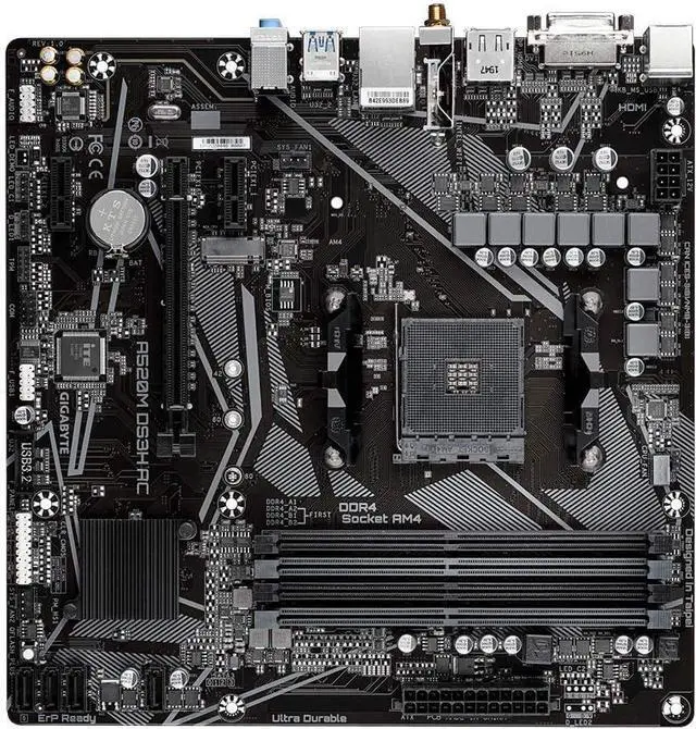 Alt view image 6 of 7 - GIGABYTE A520M DS3H AC AM4 AMD 520 ATX Motherboard with Single M.2, SATA 6Gb/s, USB 3.2 Gen 1, WIFI 802.11a, Realtek GbE LAN