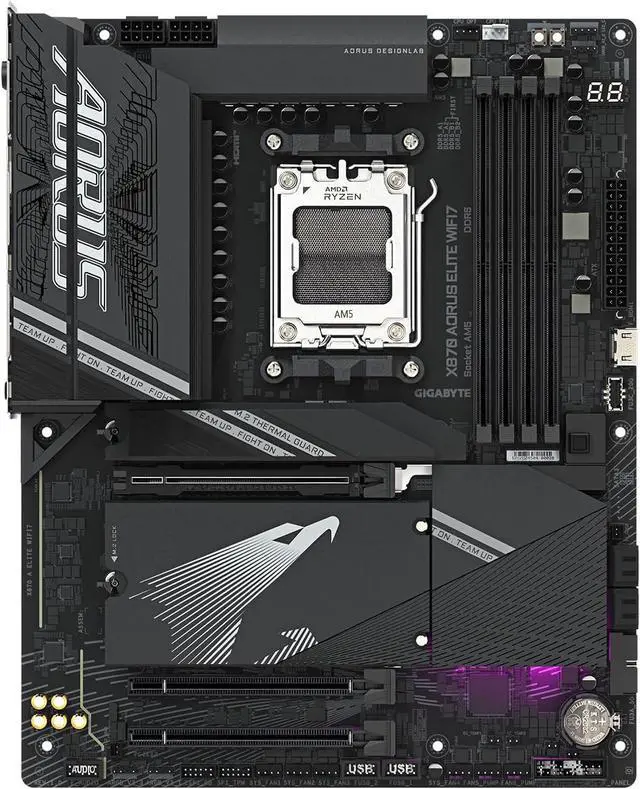 Alt view image 6 of 8 - GIGABYTE X870 AORUS ELITE WIFI7 AM5 LGA 1718, ATX, DDR5, 4x M.2, PCIe 5.0, USB4, Wi-Fi 7, 2.5GbE LAN, EZ-Latch