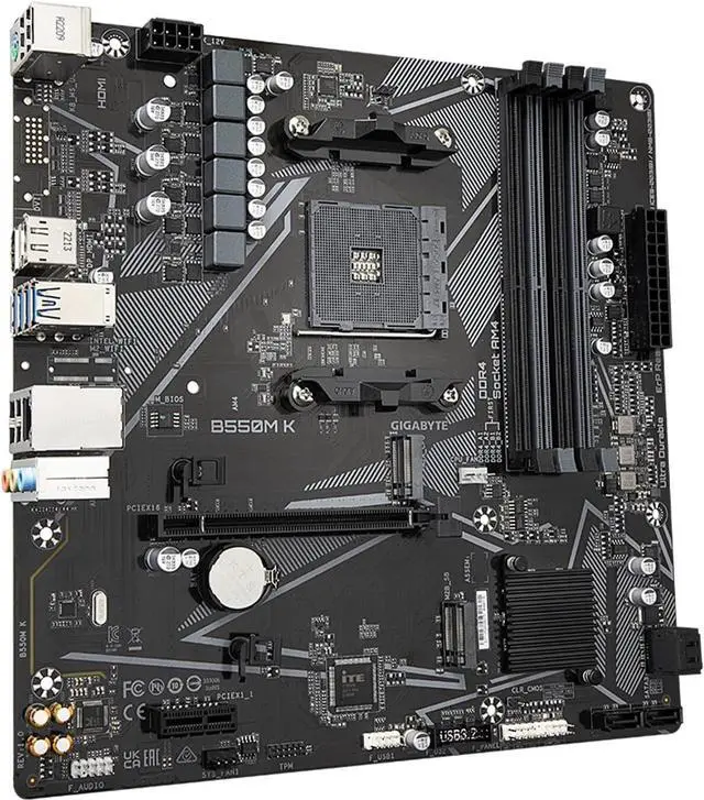 Alt view image 8 of 9 - GIGABYTE B550M K AM4 AMD B550 Micro-ATX Motherboard with Dual M.2, SATA 6Gb/s, USB 3.2 Gen 1, Realtek GbE LAN, PCIe 4.0