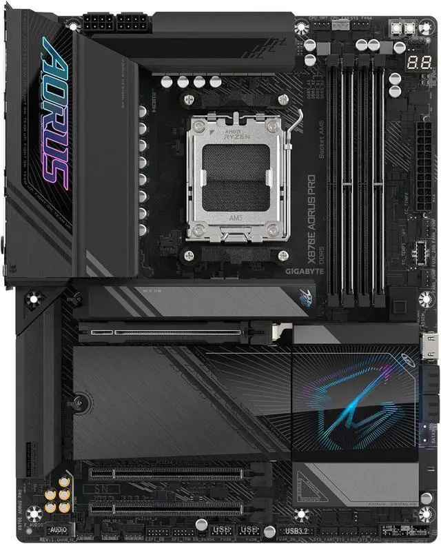 Alt view image 6 of 8 - GIGABYTE X870E AORUS PRO AM5 LGA 1718, ATX, DDR5, 4x M.2, PCIe 5.0, USB4, Wi-Fi 7, 2.5GbE LAN, EZ-Latch