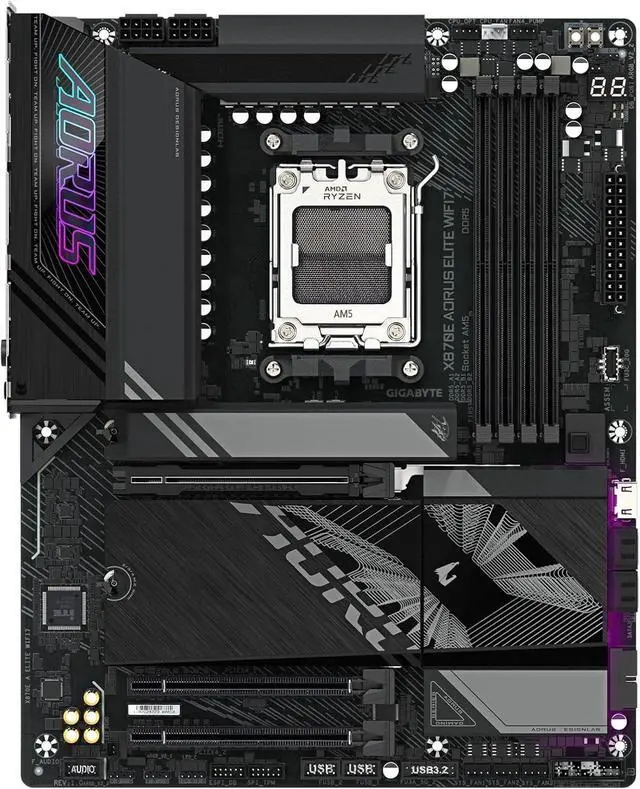 Alt view image 6 of 8 - GIGABYTE X870E AORUS ELITE WIFI7 AM5 LGA 1718, ATX, DDR5, 4x M.2, PCIe 5.0, USB4, Wi-Fi 7, 2.5GbE LAN, EZ-Latch