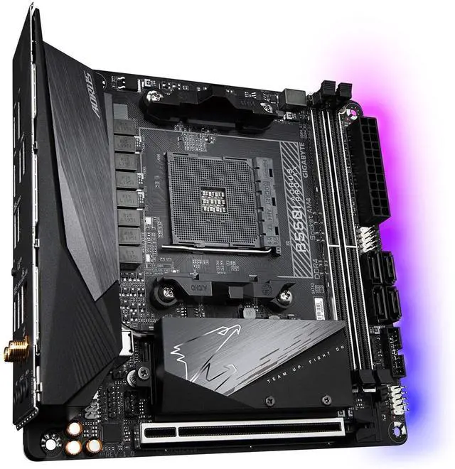 Alt view image 10 of 11 - GIGABYTE B550I AORUS PRO AX AM4 AMD B550 Mini-ITX Motherboard with Dual M.2, SATA 6Gb/s, USB 3.2 Gen 1, WIFI 6, 2.5 GbE LAN, PCIe 4.0