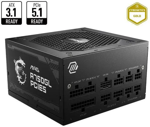 Alt view image 5 of 8 - MSI - MAG A750GL PCIE 5.0, 80 GOLD Fully Modular Gaming PSU, 12VHPWR Cable, ATX 3.0 Compatible, 750W Power Supply, 10 Year Warranty