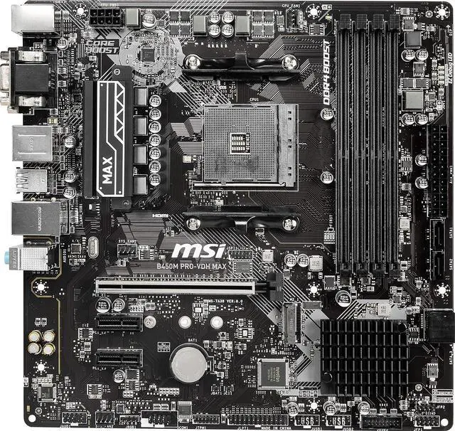 Alt view image 8 of 9 - MSI PRO B450M PRO-VDH MAX AM4 AMD B450 SATA 6Gb/s Micro ATX AMD Motherboard