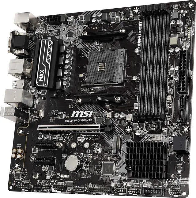Alt view image 9 of 9 - MSI PRO B450M PRO-VDH MAX AM4 AMD B450 SATA 6Gb/s Micro ATX AMD Motherboard
