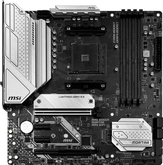 Alt view image 6 of 9 - MSI MAG B550M MORTAR MAX WIFI DDR4 AM4 AMD B550 SATA 6Gb/s Micro-ATX Wi-Fi 6E 2.5Gbps LAN  M.2 (Key-E)  Motherboards - AMD