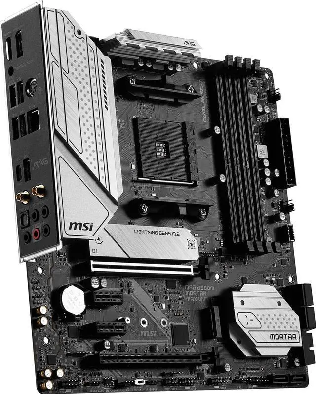 Alt view image 8 of 9 - MSI MAG B550M MORTAR MAX WIFI DDR4 AM4 AMD B550 SATA 6Gb/s Micro-ATX Wi-Fi 6E 2.5Gbps LAN  M.2 (Key-E)  Motherboards - AMD