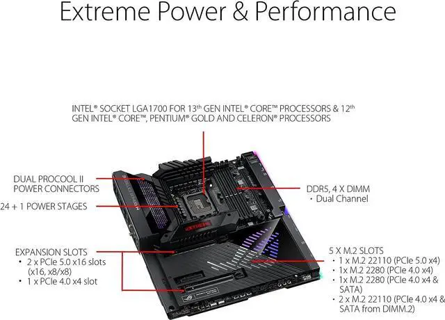 Alt view image 2 of 5 - ASUS ROG Maximus Z790 Extreme Intel Intel Z790 LGA Extended ATX M.2 Desktop Motherboard