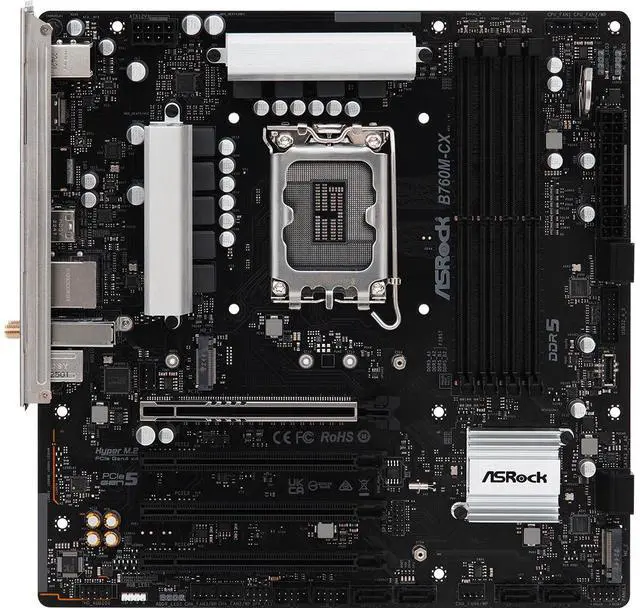 Main image of ASRock B760M-CX WiFI 6E Intel LGA 1700 DDR5 Micro ATX Desktop Motherboard B
