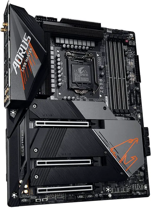 Alt view image 8 of 10 - GIGABYTE Z590 AORUS MASTER LGA 1200 Intel Z590 ATX Motherboard with Triple M.2, PCIe 4.0, USB 3.2 Gen2X2 Type-C, Intel WIFI 6E, AQUANTIA 10GbE LAN