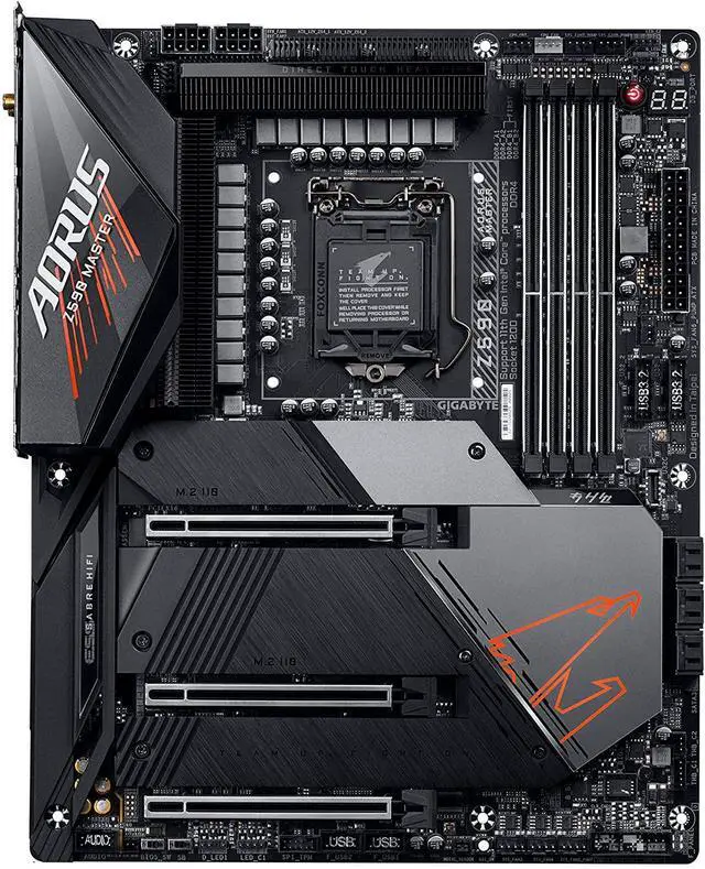 Alt view image 9 of 10 - GIGABYTE Z590 AORUS MASTER LGA 1200 Intel Z590 ATX Motherboard with Triple M.2, PCIe 4.0, USB 3.2 Gen2X2 Type-C, Intel WIFI 6E, AQUANTIA 10GbE LAN
