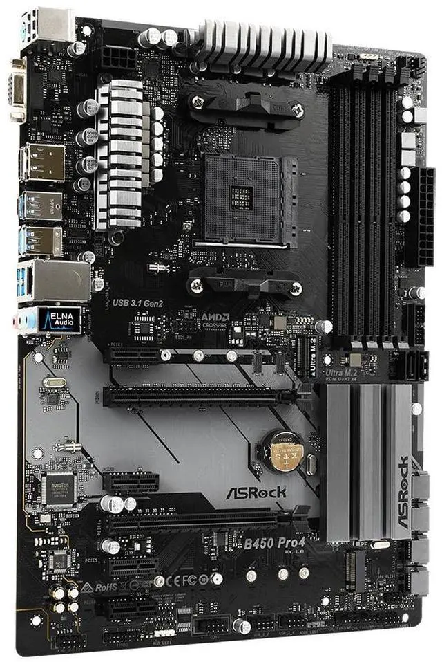 Alt view image 8 of 9 - ASRock B450 PRO4 AM4 AMD B450 SATA 6Gb/s USB 3.1 HDMI ATX AMD Motherboard