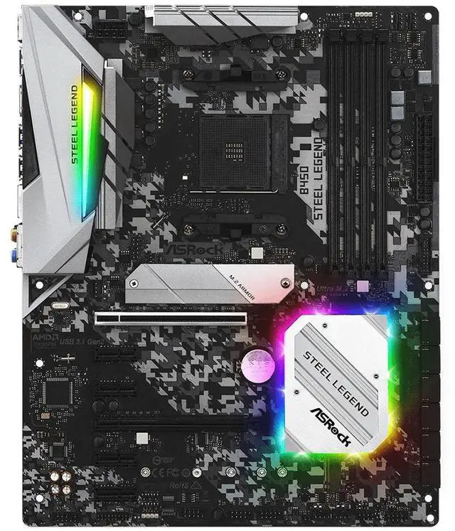 Main image of ASRock B450 STEEL LEGEND AMD Socket B450 AM4 ATX M.2 Desktop Motherboard A