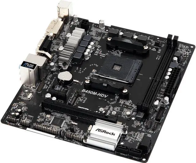 Alt view image 7 of 9 - ASRock B450M-HDV AM4 AMD B450 SATA 6Gb/s USB 3.1 HDMI Micro ATX AMD Motherboard