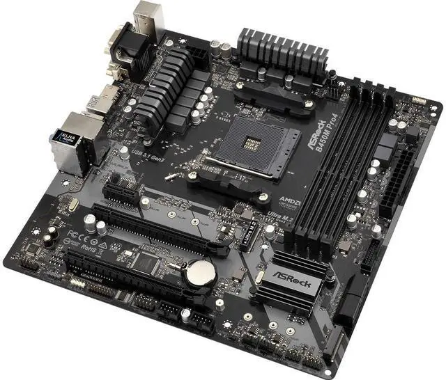 Alt view image 7 of 9 - ASRock B450M PRO4 AM4 AMD B450 SATA 6Gb/s USB 3.1 HDMI Micro ATX AMD Motherboard