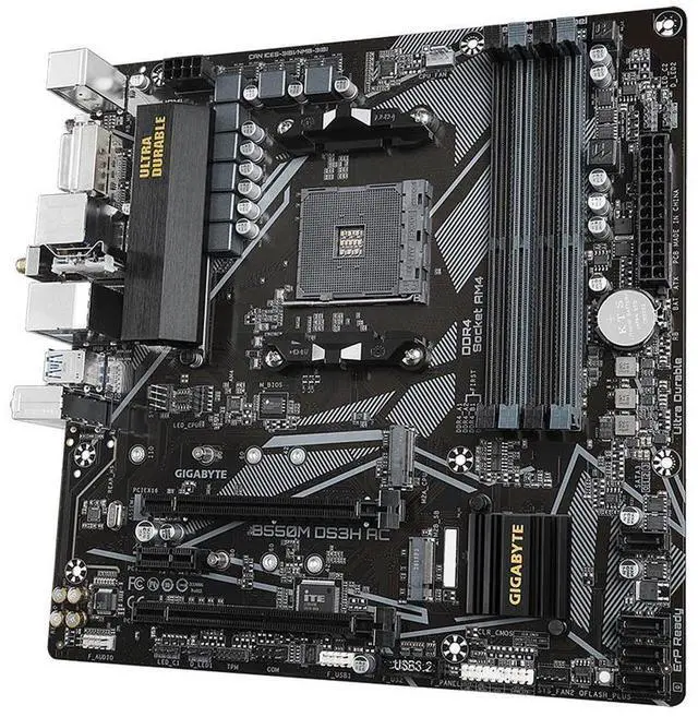 Alt view image 8 of 10 - GIGABYTE B550M DS3H AC AM4 AMD B550 SATA 6Gb/s Micro ATX AMD Motherboard