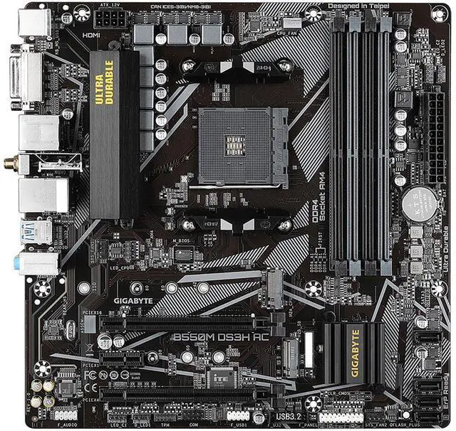 Alt view image 7 of 10 - GIGABYTE B550M DS3H AC AM4 AMD B550 SATA 6Gb/s Micro ATX AMD Motherboard