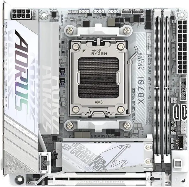 Alt view image 6 of 8 - GIGABYTE X870I AORUS PRO ICE AMD AM5 LGA 1718 Motherboard, Mini-ITX, DDR5, 2x M.2, PCIe 5.0, USB-C, WIFI7, 2.5GbE LAN, EZ-Latch