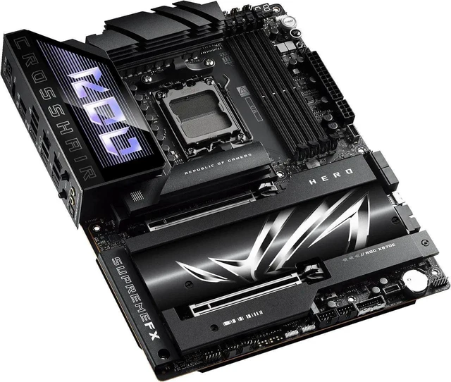 Alt view image 10 of 11 - ASUS ROG CROSSHAIR X870E HERO AMD X870E AM5 ATX motherboard, Advanced AI PC ready, 18+2+2 power stages, DDR5, PCIe 5.0, 5x M.2, Wi-Fi 7, USB4, AI Overclocking, Core Flex, PCIe Slot Q-Release Slim