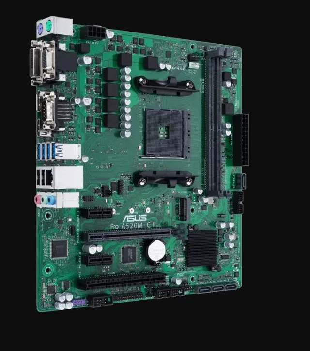 Alt view image 2 of 4 - ASUS PRO A520M-C II AMD A520 AM4 DDR4 MicroATX Desktop Motherboard