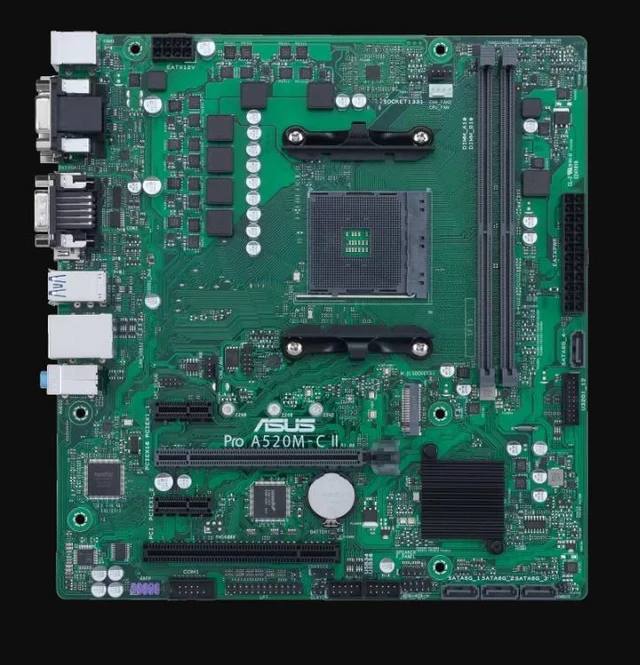 Main image of ASUS PRO A520M-C II AMD A520 AM4 DDR4 MicroATX Desktop Motherboard
