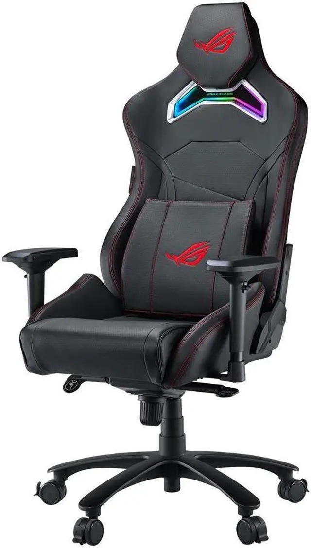 Alt view image 2 of 5 - ASUS ROG Chariot RGB Gaming Chair (Memory Foam Lumbar Support, 4D Adjustable Armrest, Reclining Backrest, Breathable Leatherette Material, Durable PU Casters, Integrated Aura RGB Lighting)