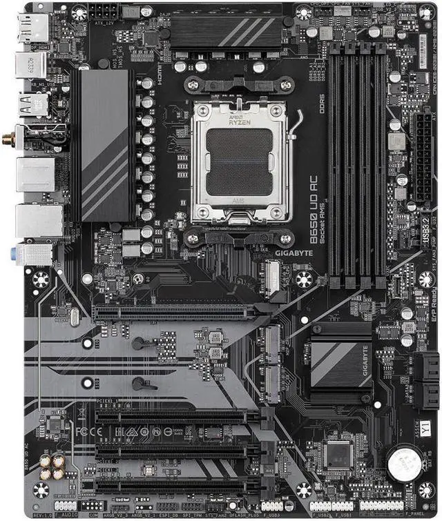 Alt view image 3 of 3 - GIGABYTE B650 UD AC (rev. 1.0) AM5 LGA 1718 AMD B650 ATX Motherboard with 5-Year Warranty, DDR5, PCIe 4.0 M.2, PCIe 4.0, USB 3.2 Gen2x2 Type-C, GbE LAN