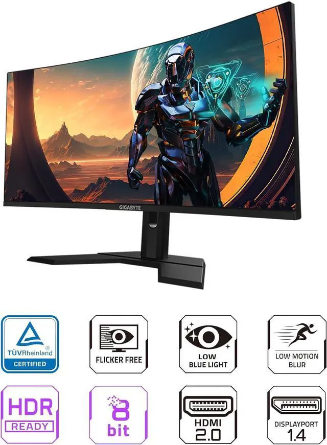Alt view image 3 of 4 - GIGABYTE - GS34WQC - 34" VA Curved Gaming Monitor - WQHD 3440x1440 - 120Hz/OC 135Hz - 1ms MPRT - AMD FreeSync Premium - HDMI, DP - Black