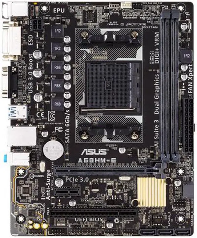 Main image of ASUS A68HM-E A68H AMD Socket FM2+ mATX Motherboard A