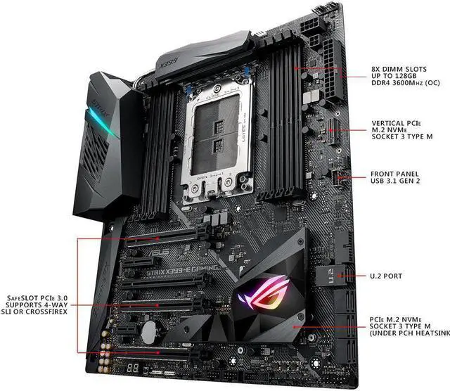 Alt view image 2 of 4 - ASUS ROG STRIX X399-E GAMING AMD Socket TR4 Extended ATX Desktop Motherboard B