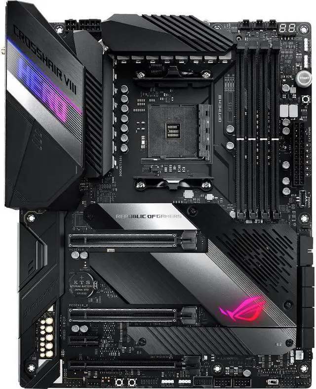 Main image of ASUS ROG CROSSHAIR VIII HERO AMD Socket X570 AM4 ATX M.2 Desktop Motherboard A