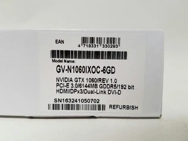 Alt view image 4 of 4 - GigaByte Geforce GTX 1060 6GB GV-N1060IXOC-6GD GPU Video Card