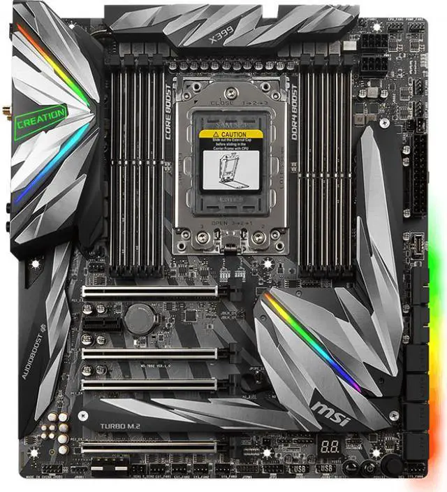 Main image of MSI MEG X399 CREATION AMD Socket X399 TR4 Extended ATX M.2 Desktop Motherboard A