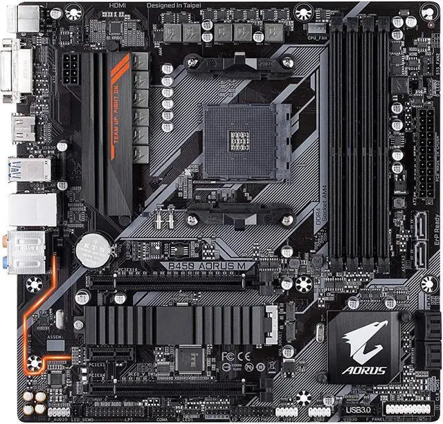 Main image of Gigabyte B450 AORUS M B450 AM4 MicroATX M.2 Desktop Motherboard A