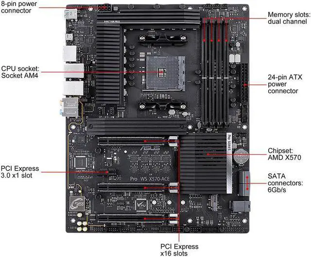 Alt view image 2 of 8 - ASUS PRO WS X570-ACE AMD Socket X570 AM4 ATX M.2 Desktop Motherboard B