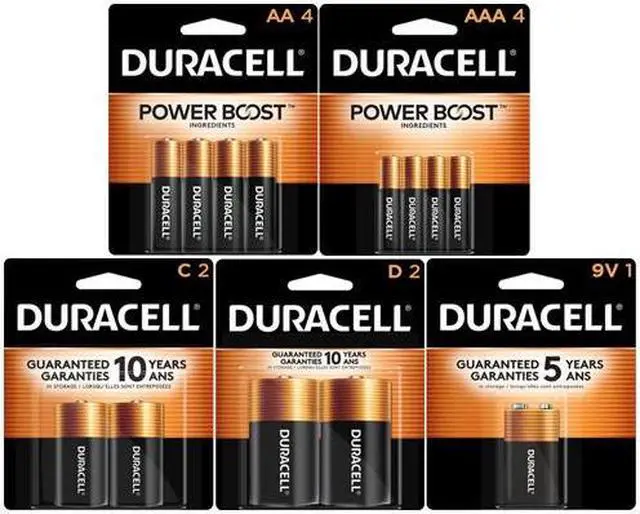 Main image of 4 AA + 4 AAA + 2 C + 2 D + 1 9 Volt Duracell Alkaline Battery Combo (On Cards)