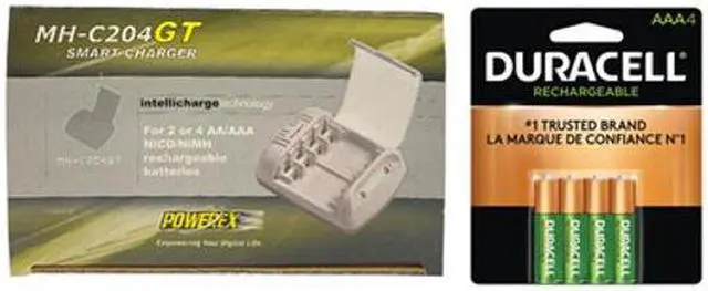 Main image of Powerex MH-C204GT AA / AAA Smart Battery Charger & 4 AAA Duracell Rechargeable (DX2400) Batteries (900 mAh)