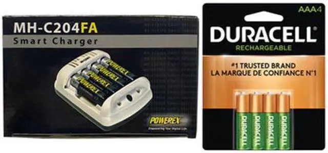 Main image of Powerex MH-C204FA AA / AAA Smart Battery Charger & 4 AAA Duracell Rechargeable (DX2400) Batteries (900 mAh)