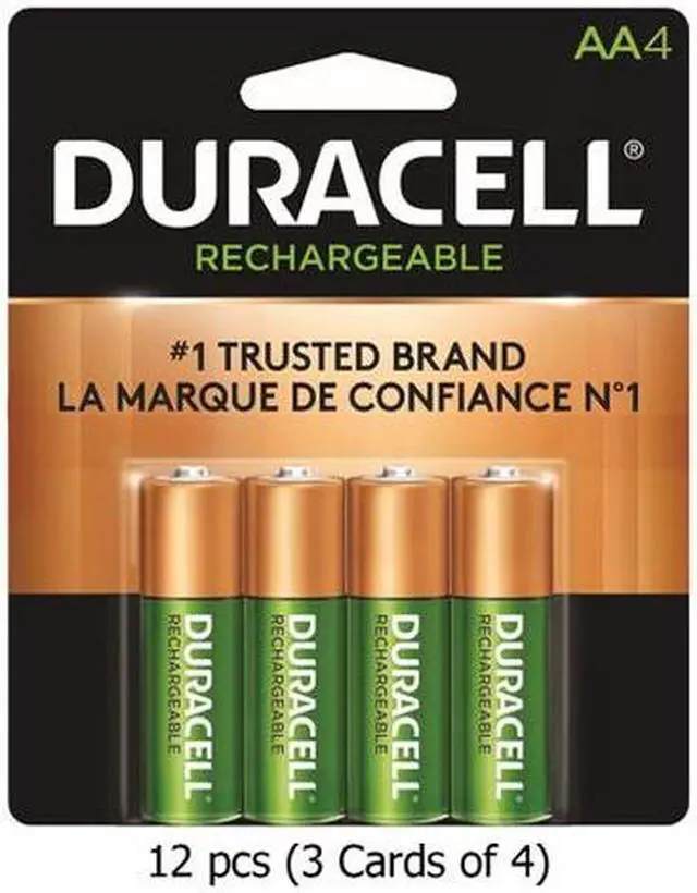 Main image of 12-Pack AA Duracell Rechargeable (DX1500) 2500 mAh Batteries (3 Cards of 4)