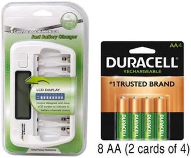 Main image of 8 Bay AA / AAA LCD Battery Charger + 8 AA 2500 mAh Duracell NiMH Batteries