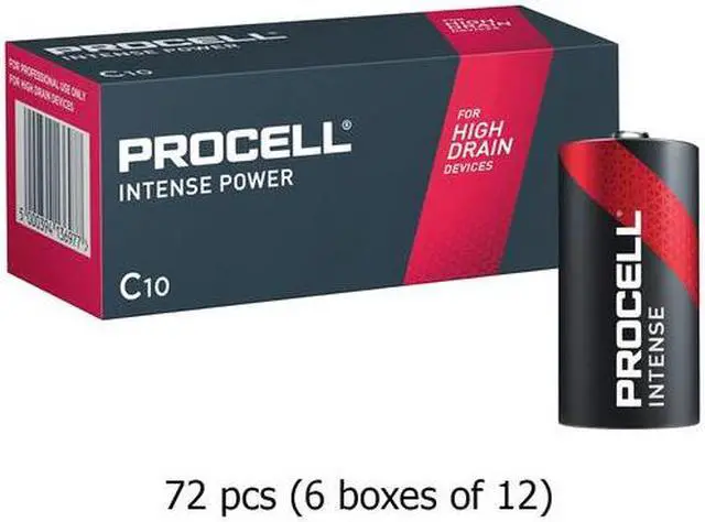 Main image of 72-Pack C Duracell Procell Intense PX1400 Alkaline Batteries (6 Boxes of 12)