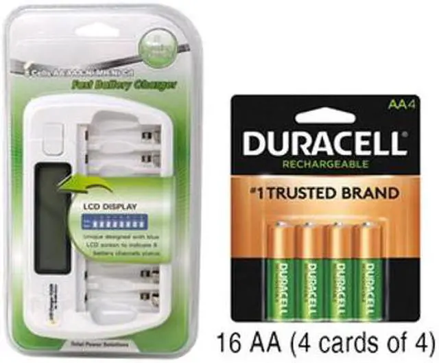 Main image of 8 Bay AA / AAA LCD Battery Charger + 16 AA 2500 mAh Duracell NiMH Batteries